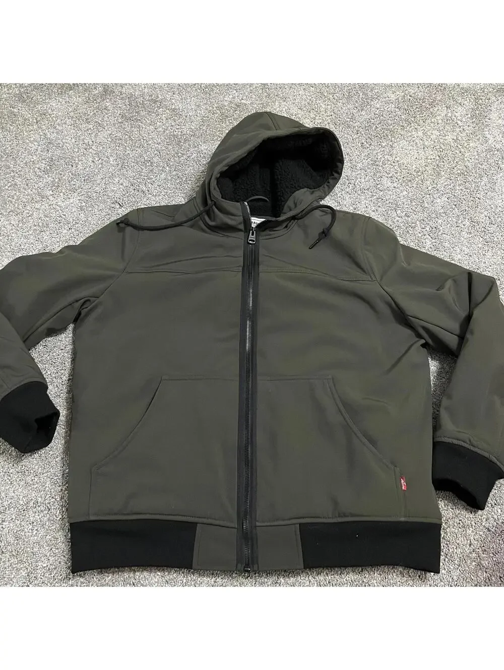 Levi's Men's Olive Green Sherpa Lined Hooded Coat size Large